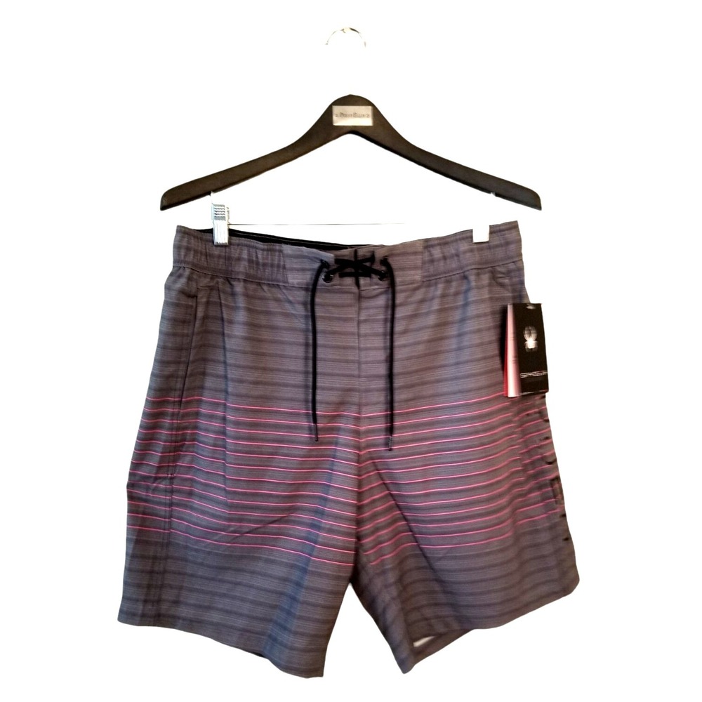 Spyder Swim Adult Men's Shorts Size XL 36, 8.5 in Gray Pink Lined Trunks NWT